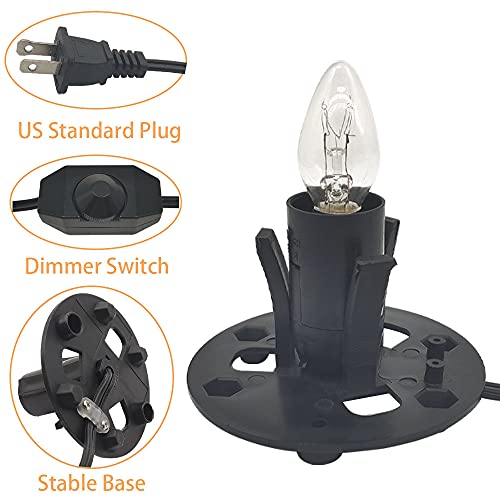 Himalayan Salt Lamp Cord With Dimmer Switch And Bulbs, 6Ft Original Replacement Cord With Base Assembly 3.35 Inches, 6-Pack 15 Watt E12 Halogen Salt Lamp Bulbs For Salt Rock Lamp #TOP5