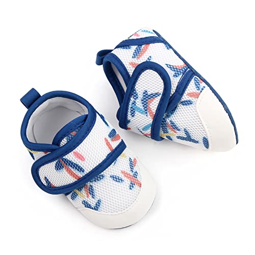 Baby Boys Girls Sneakers Soft Infant Crib Shoes Breathable Lightweight Toddler First Walkers 0 6 12 18 Months(0-6 Months, 6-Stripe Blue) #TOP3