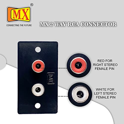 MX 2-Way RCA Female Connector Wall Plate – Dual RCA Audio Video Coupler Panel for Stereo Systems, Amplifiers, Speakers, Home Theater, AV Equipment & Car Audio (Red/White, Pack of 5) 4 41aZ7H3k8NL