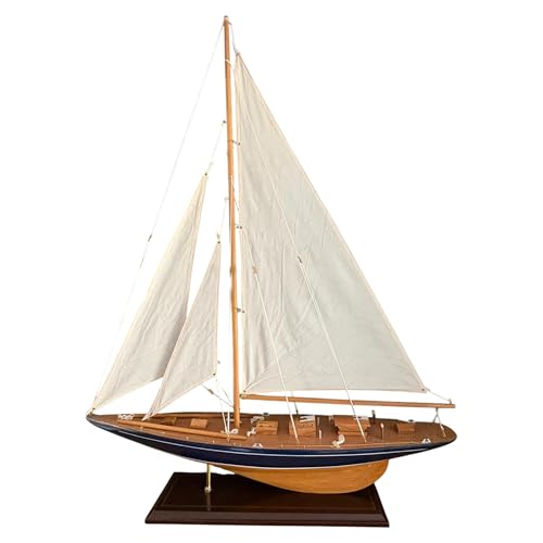 J Class   Modelo de yate de vela de madera de 76 cm, velero de carreras de la Copa América de 97 cm de alto, adorno de exhibición náutica, kit de barco modelo parcialmente montado