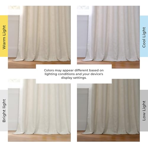 Image of HPD Half Price Drapes Heavy Faux Linen Light Filtering Curtains for Bedroom 84 Inches Long (1 Panel) - Rod Pocket Curtains for Living Room - Window Curtains Home Decor - 50 X 84, Melted Cream