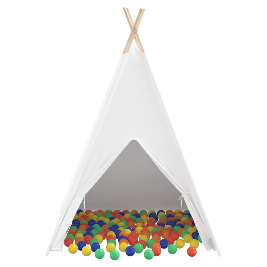 Teepee Zelt Weiß mit Stoff und Plastik 120 x 120 x 150 cm, leichtes Spielzelt für Kinderzimmer und Garten, tragbar und faltbar, ideal für drinnen und draußen