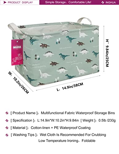 Image of Rectangular Storage Basket Fabric Organizer Bin for Toys,Books,Clothes,Gifts,Pets-Perfect for Home,Office,Nursery,Dorm,Shelf(Rec-dinosaur)