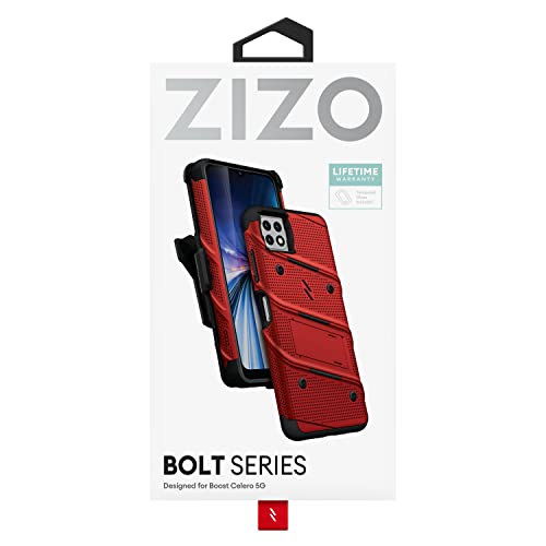 Coque Celero 5G antichoc ZIZO Bolt rouge avec béquille et film écran - 7