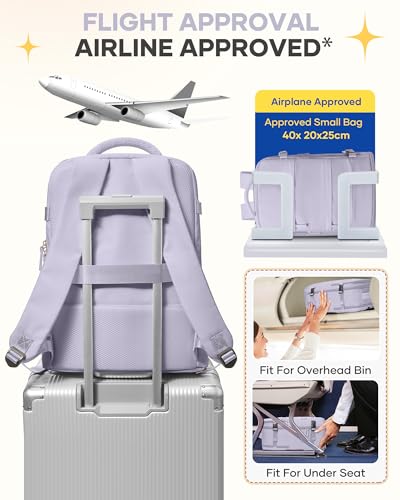 Image of Carry On Backpack Personal Item Travel Backpack For Women Airline /Flight Approved Waterproof Sports Luggage Casual Daypack Small Hiking Backpack Purple