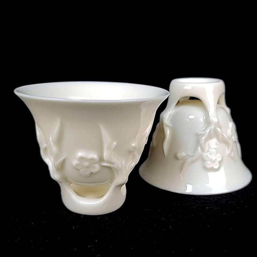 Amazon.co.jp: 暁芳窯 蔡暁芳 台湾 白磁 浮彫梅紋 煎茶碗 2客