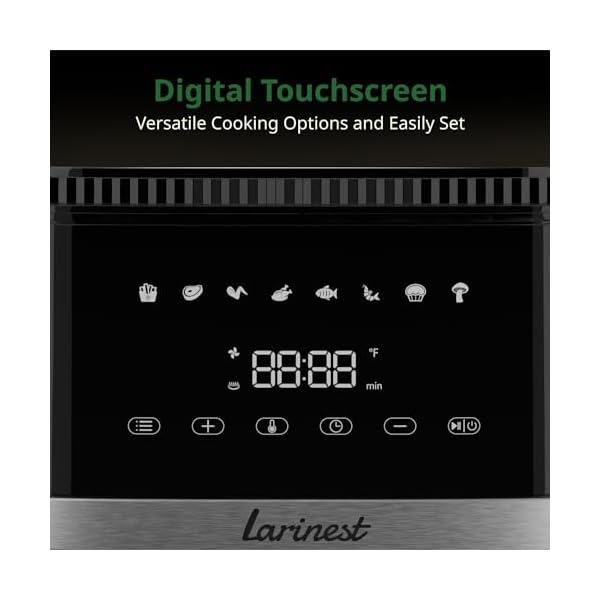 Larinest 5.3Qt Air Fryer, Compact Airfryer with Large Capacity for Quick and Easy Meals, 8 Cooking Functions on Digital Touch Screen, Air Circulation Tech, Dishwasher-Safe & Nonstick, AF501, Black - Image 6