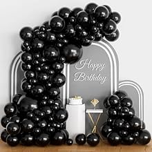 BLACK BALLOONS PACK: The black balloon arch kit includes 97 pcs black latex balloons and 5 pcs Balloons accessories, 4 different Size black balloons help shape a perfect balloon arch and balloons garland, making your party or banquet stand out. Premi...