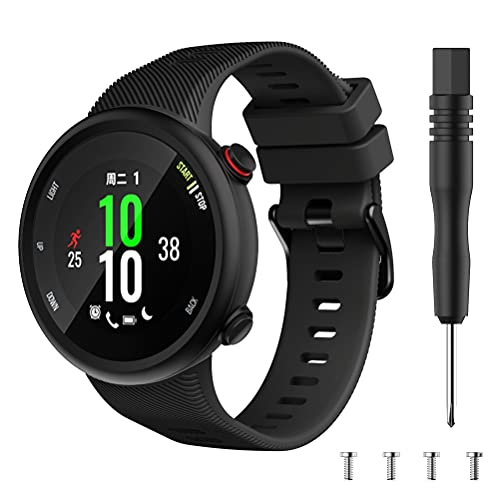 Chainfo Correa de Reloj compatible con Garmin Swim 2 / Forerunner 45, Blando Silicona Narrow Delgada Deporte Reemplazo Pulsera NO230320 (Black)