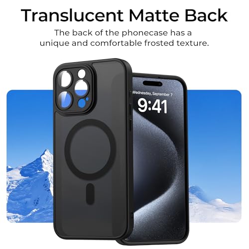 Image of Tobfit Magnetic Case for iPhone 15 Pro Compatible with Mag Safe, Translucent Matte Back Slim Shockproof Phone Cover for iPhone 15 Pro