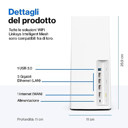 Velop MX4200 Sistema WiFi 6 mesh Tri-Band (AX4200), router WLAN con 260 m² di copertura e velocità 3,5 volte più rapide per più di 40 dispositivi - Confezione da 1, bianco - Powerline - Immagine 11
