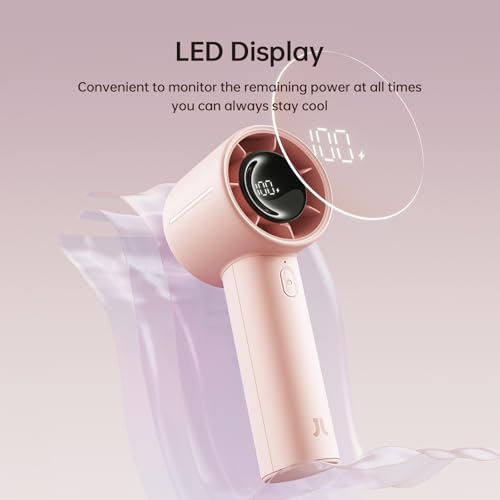 Image of JISULIFE Handheld Turbo Fan Life10s, 5000mAh Rechargeable Portable Fans,Up to 28 Hours Working,5 Speed Strong Wind,Personal Mini Fan for Travel Outdoor Camping Beach Makeup(pink)