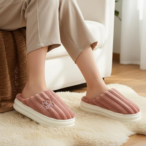 Image of VRITRAZ Men's Plush Winter Slippers | Soft Furry Lined Indoor Slides | Warm Comfortable Anti-Slip Home Footwear