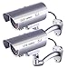 Fake Security Camera, Dummy Cameras CCTV Surveillance System with Realistic Simulated LEDs for Home Security + Warning Sticker Outdoor/Indoor Use, Pack of 2 by IDAODAN