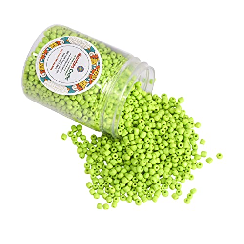 Image of Mandala Crafts 8 /0 Glass Seed Beads for Beadwork - 6000 Pcs 3mm Lime Green Round Small Rocaille Beads for Jewelry Making, Necklace Bracelet Earring Craft Supplies