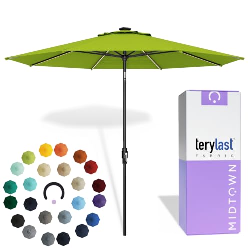 Image of Midtown Umbrellas LED Swilt - 8 Ft Solar LED Patio Umbrella, Pear Canopy