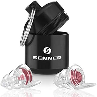 Senner WomenPro, Hearing Protection Earplugs for Women, Strong Ear Protectors, Perfect for Concerts, Music, Festivals with Alubottle, Red/Transparent, Especially Light to Wear