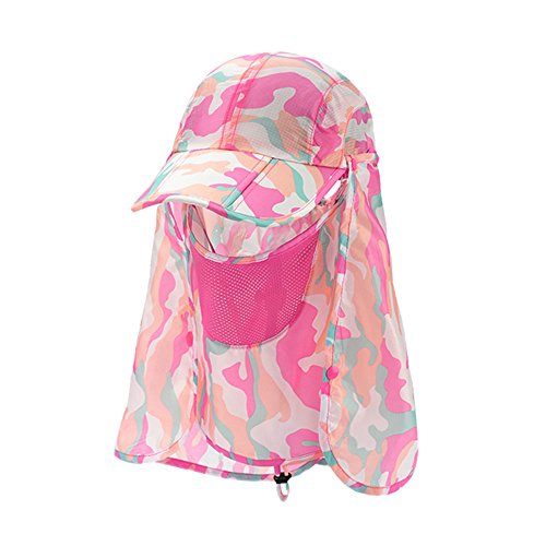 Sun Caps Fishing Hats Neck Face Flap Cover Solar Protection Sunscreen Garden Camouflage Sports Outdoor Hiking Beach Desert (Pink)