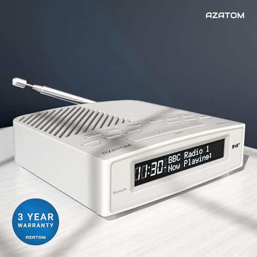 DAB/DAB+ & FM Bedside Digital Radio | Dual Alarms & Sleep Timer | USB Device Charging | Mains Powered | Bluetooth | Perfect for the Bedroom | AZATOM Horizon 2 (White) - 9