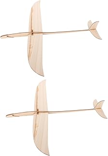 Vaguelly 2pcs Paintable Wooden Airplane Model Easy Assemble Hand Launch Glider for Outdoor Fun Stable Flight Unfinished Craft Toy for Adults