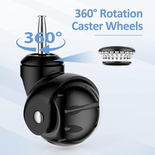 2 Inch Ball Caster Wheels - Stem Casters Set of 4,Heavy Duty 1200 LBS,360° Swivel,Non Marking Polyurethane,Black Replacement Castors for Furniture, Cabinet, Cart,Coffee Table (Premium Black) by Apllamo - Image 4