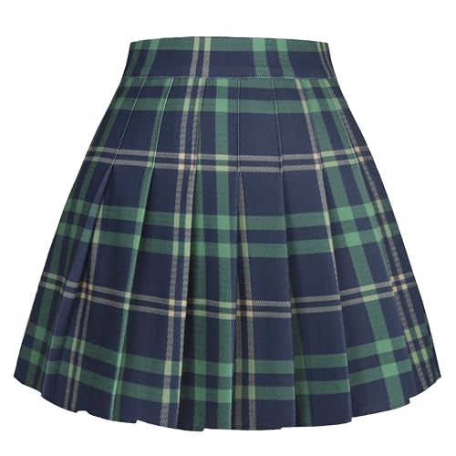 Image of Girstunm Women's Pleated Skirt Mini Skater Basic Skirts High Waist School Girls Uniform Short Cheerleader Skirt