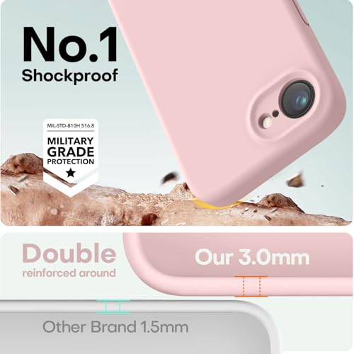 Image of LOVE 3000 Designed for iPhone 16e /17e Case, Premium Silicone with [Soft Anti-Scratch Microfiber Lining] Shockproof Protective Phone Case for Men Women Girls 6.1 inch, Chalk Pink