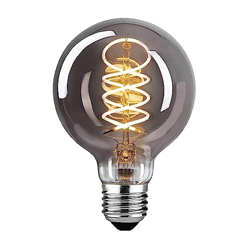 Bombilla Edison vintage E27, E27, LED, vintage, regulable, G80, 4 W, retro, bombilla LED de filamento, luz blanca cálida, ideal para iluminación nostálgica y retro en casa, cafetería, bar, gris, 1