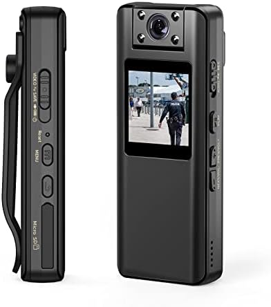 BOBLOV A22 64/32GB Body Camera, Support 8-10Hours Recording,180° Rotatable Lens, 1080PHD BodyCam with OLED Screen to Playback, Camcorder with Audio for Walking, Delivery Pizza, Daily Proof (64GB)