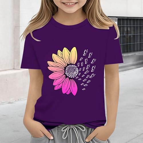 Kids Girls T Shirts Sunflower Graphic Vintage Tees Short Sleeve Casual Travel Crew Neck Cotton Loose Fit4