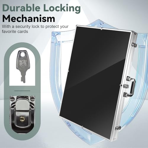 34 in X 22 in Silver Card Show Display Case Large Aluminum, Trading Card Display Case Suitable for Sports Card/TCG/Jewelry Collection, 1-Year Coverage