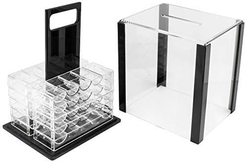 Brybelly 10 Clear Acrylic Poker Chip Trays | for Standard Size Chips & Clay Chips | 10 Total Trays, Each Holds 100 Chips Trays in Carrier