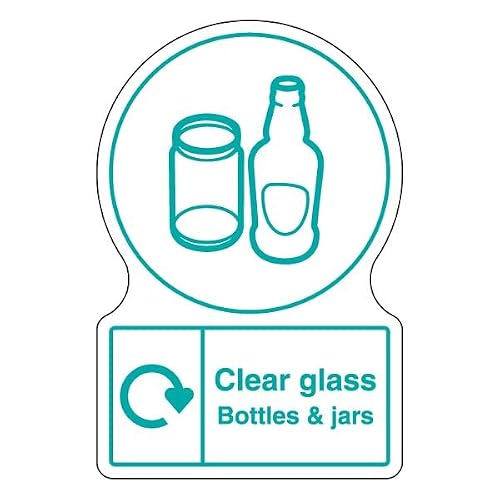 V Safety Shaped WRAP - Clear Glass Bottles & Jars 300 x 400mm Safety Sign - 1mm Rigid Plastic