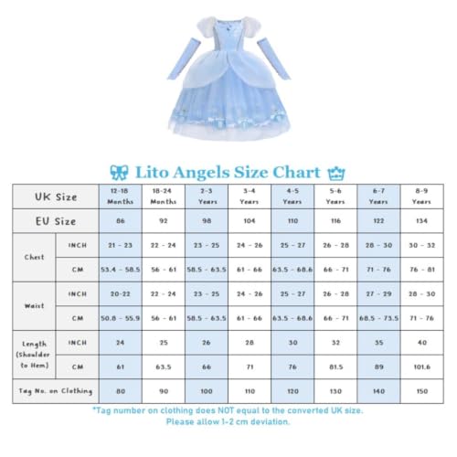 Lito Angels Fille Robe Princesse Bleue avec Gants et Accessoires, 4-5 ans – vue 7