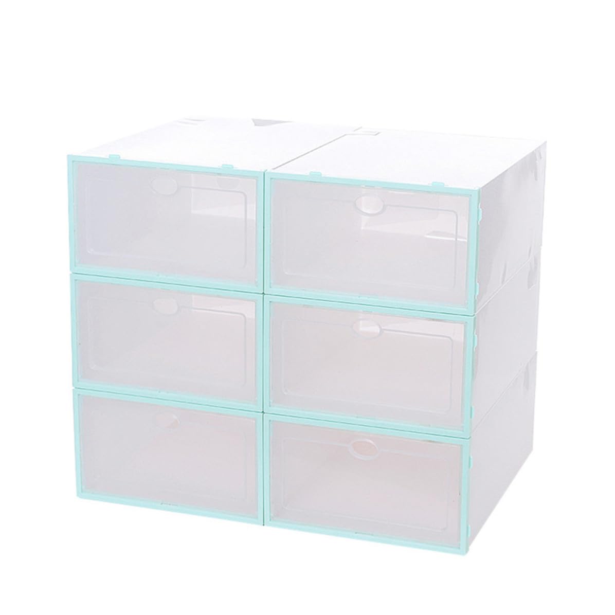 Boîtes à Chaussures Gain de Place Hemobllo : Plastique PP Bleu Empilable Transparent, Lot de 6