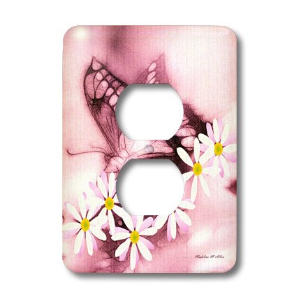 Cache de prise 2 fleurs papillon Rose pour masquer les prises murales 3dRose lsp_11749_6