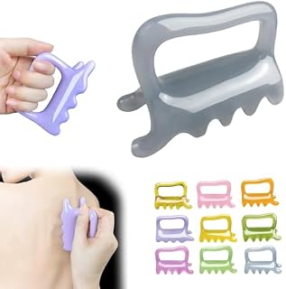 かっさプレート カッサ 取っ手付き カッサボディ用 美容ケアツール 頭皮マッサージ 肩こり 首 足裏 指圧代用器 すっきり流せる 自宅エステ 持ちやすい 押しやすい 男女兼用 (ミスティ・ブルー)