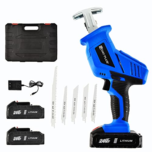 Saw to Cut Tree Branches, Cordless Reciprocating Saw, Portable Handheld Electric Saw, Lightweight Lady Use, Gardening Saw Tool, with 5 Saw Blades 2pcs Battery and Charger