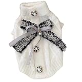 ISUPY 犬服 セーター 冬 いぬのふく 犬の服 ドッグウェア ニットセーター 厚手 秋冬 防寒 暖かい 犬猫洋服 可愛い おしゃれ 和風 小中型犬 散歩着 記念撮影 お出かけ 部屋着 (XS,ホワイト)