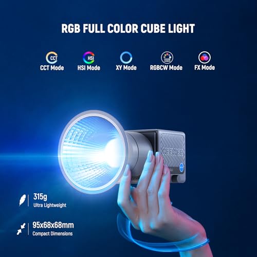 Image of NEEWER 60W Portable RGB LED Video Light Handheld Fill Light, APP /2.4G /Panel Control 18 Scenes 8700Lux /1m 2700-6500K CRI97+ Dimmable COB Continuous Output Lighting for Video Recording Streaming, HS60C