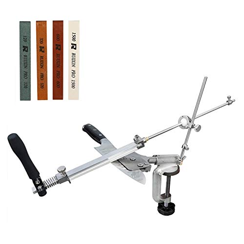 Professional Fixed-Angle Knife Sharpener, TWSOUL Stainless Steel Knife Sharpening RX-008 Set System with 360° Flip Design, Chef's Choice Knives Sharpener for Home & Kitchen (4 Whetstones)