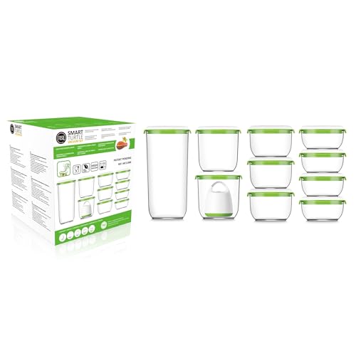 FOSA Kit de Démarrage Prime 2-en-1, Série Madrid : Pompe sous-Vide Turtle et Assortiment de 10 récipients Ronds