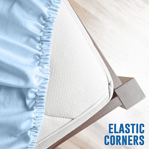 Homesperception 100% Cotton Sheet Set Queen, 4Pcs Jersey Knit Sheets, Up To 16” Deep Pocket Wrinkle-Free Fitted Sheet, Jersey Pillowcases And Flat Sheet – Luxury Jersey Sheet Set (Queen, Light Blue) #TOP3