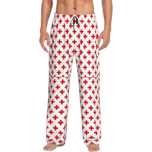 Red Cross Mens Pj Pants,Soft Men Lounge Pants,Mens Pajama Pants Bottoms,Sleep Pants For Men4