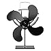 ChengBeautiful Kaminventilator 4 Klinge Wärmebetriebene Herdventilator Stille Umweltfreundliche Wärmeverteilung for Holz Log Brenner Kamin (Farbe : Black, Size : One Size)