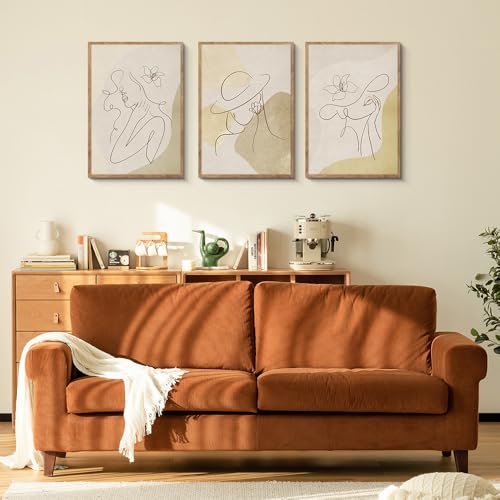 阪画屋 アートパネル アートボード ポスター 玄関 壁画 壁掛け 壁飾り 部屋飾り 飾り絵 絵 絵画 油絵 ソファの背景画 インテリア 現代 モダン フレーム 額付き 木枠付きの完成品 木目調 キャンバス 抽象画 プレゼント ギフト 30×40×3枚 [4]