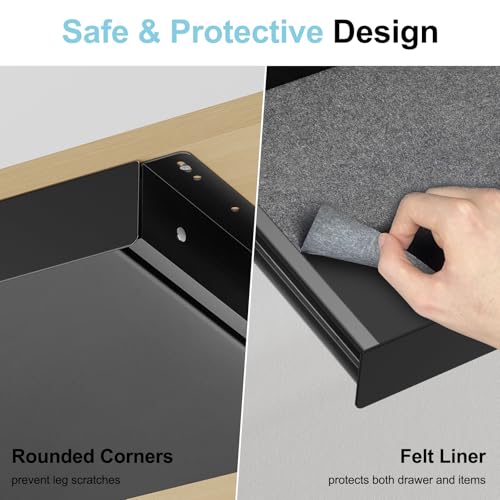 Image of Under Desk Drawer,20.1 inch Carbon Steel Slide-Out Under Table Storage Organizer With Full Extension Ball-Bearing Slides,Undermount Drawer For Standing Desk & Home Office,Black