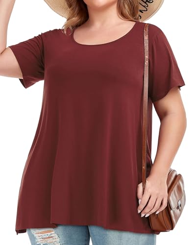 Image of JOELLYUS Plus Size Tops for Women Tunic Floral Casual Short Sleeves T Shirts Flowy Blouses 2026