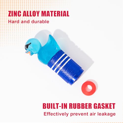 4Pcs Tire Valve Stem Cap Cover for Car SUV Truck, Valve Cover with Funny Duck Sunglasses, Decorative Tire Valve Caps Wheel Accessories (Blue Sunglasses Duck)