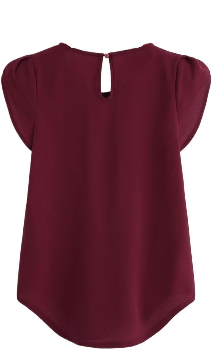 Women's Classic-Fit Shirt Neck Hem Blouse